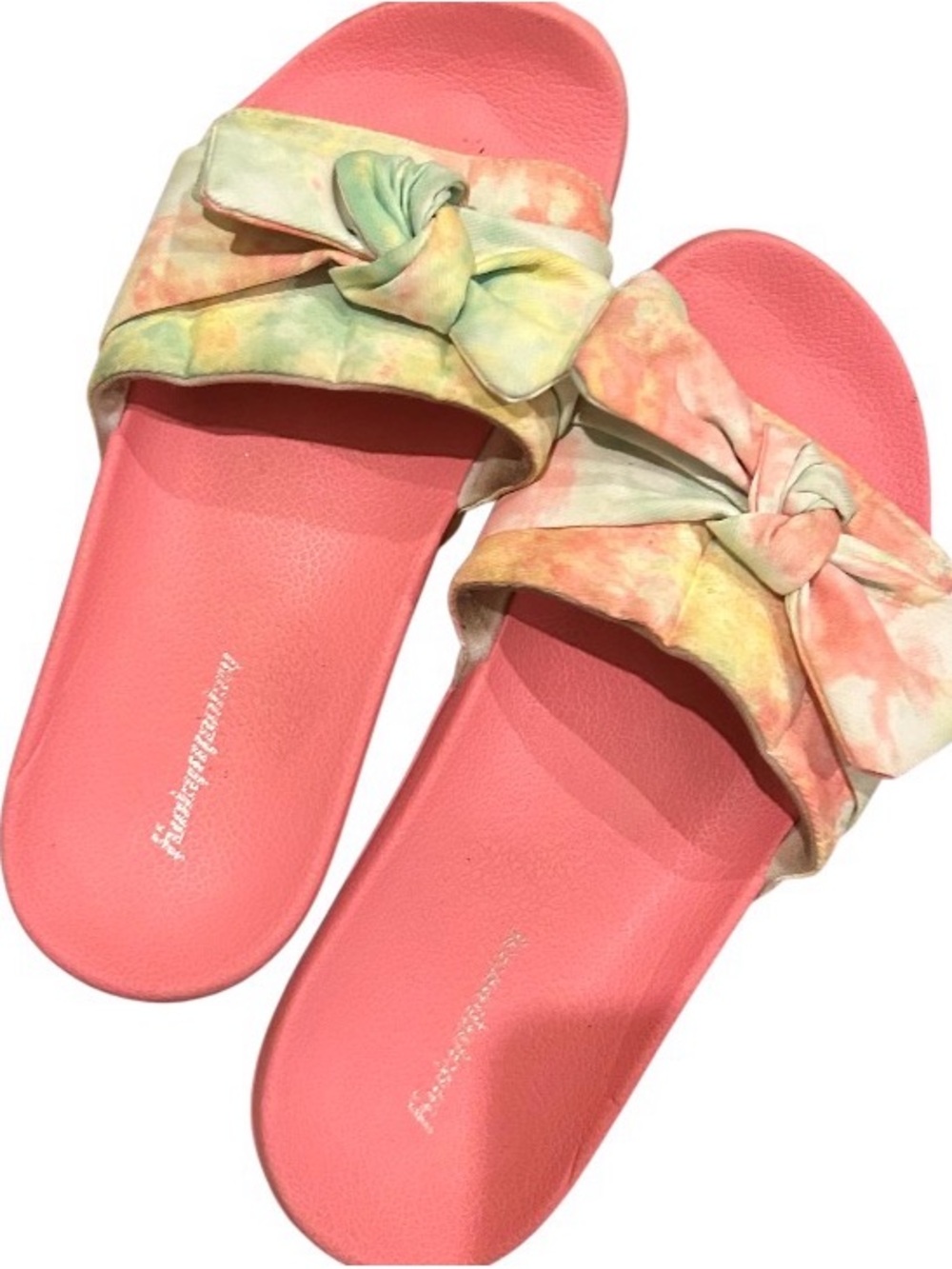 Women’s Tie-Dye Bow Slide Sandals - Pink Footbed
